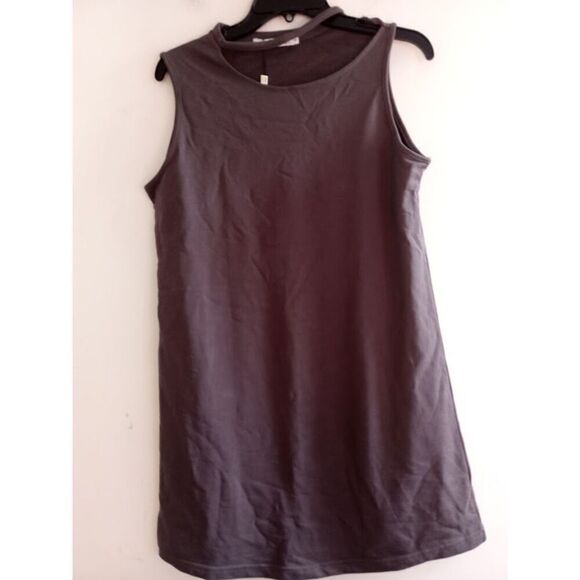 NWT By Egreis "Sandrea" Grey Cotton Sleeveless Knee Length Dress size Medium - Picture 1 of 9